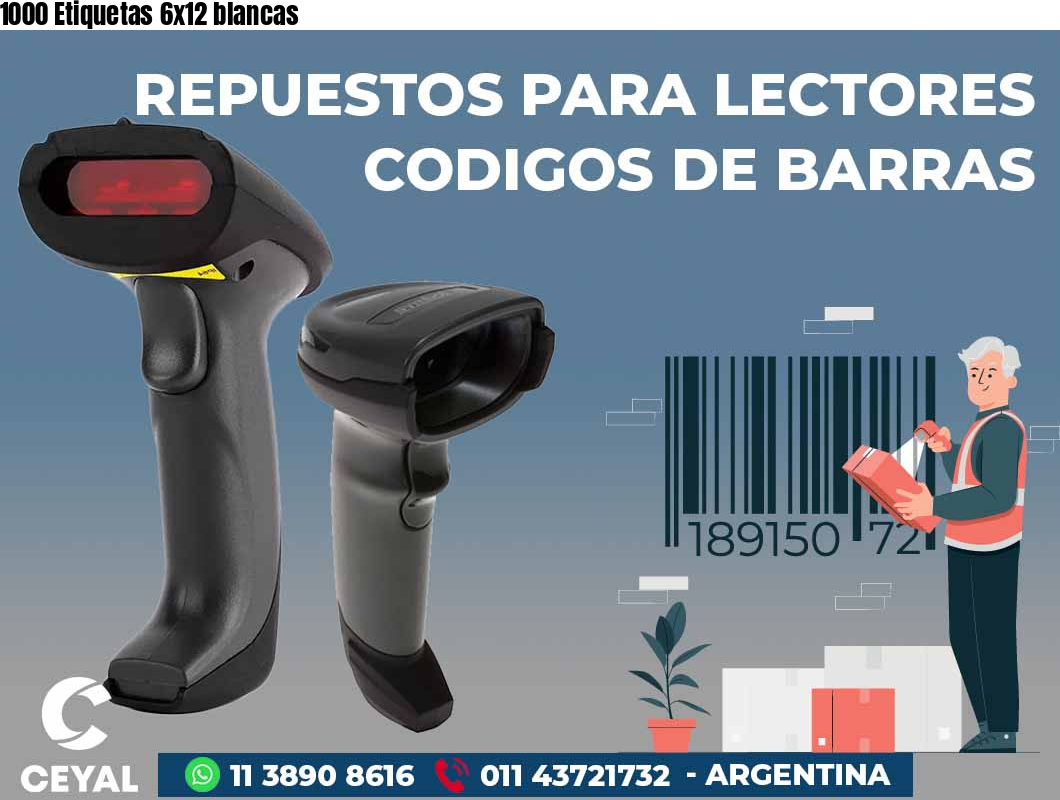 1000 Etiquetas 6x12 blancas