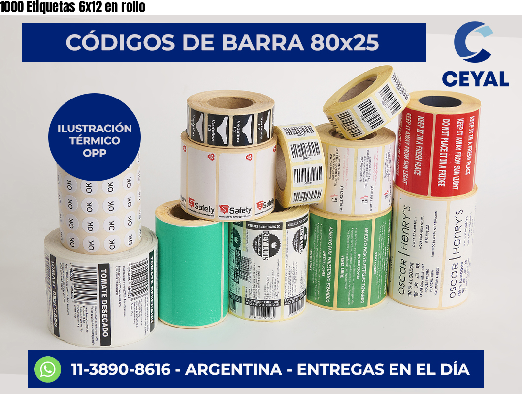1000 Etiquetas 6x12 en rollo