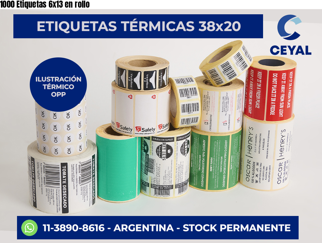 1000 Etiquetas 6x13 en rollo