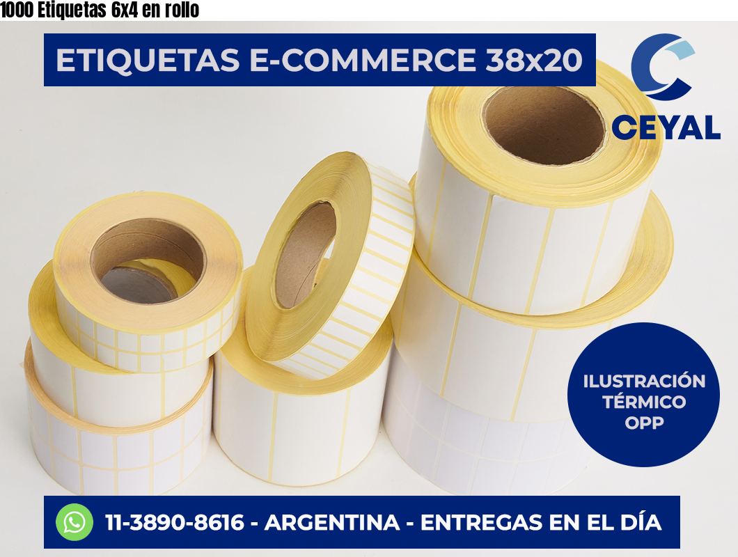 1000 Etiquetas 6x4 en rollo
