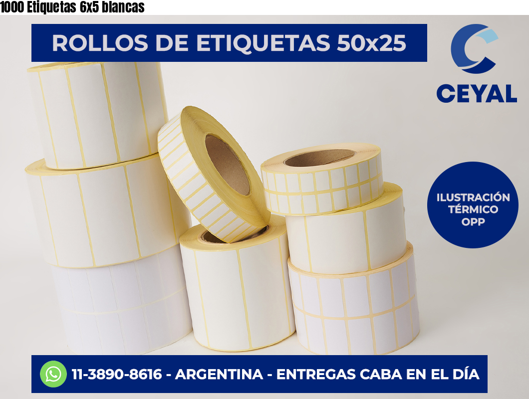 1000 Etiquetas 6x5 blancas