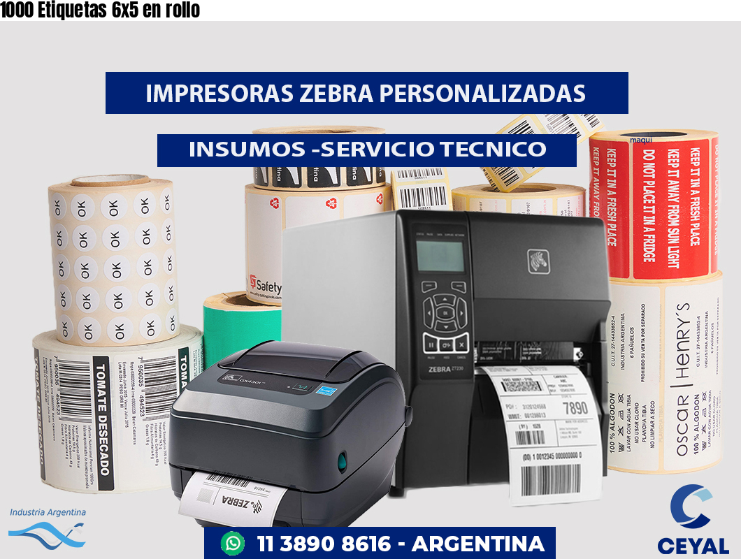 1000 Etiquetas 6x5 en rollo