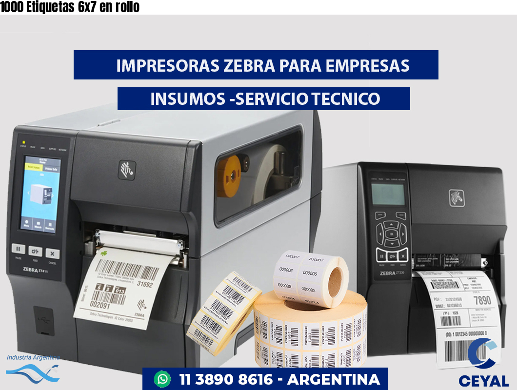 1000 Etiquetas 6x7 en rollo