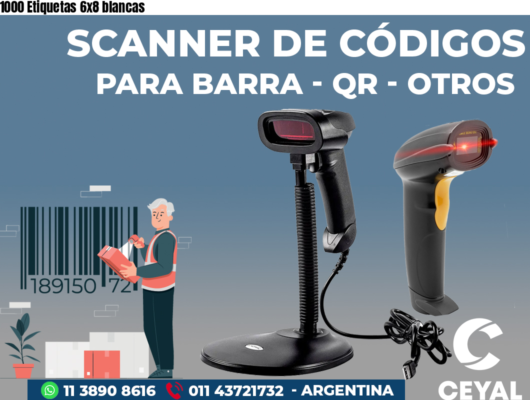 1000 Etiquetas 6x8 blancas