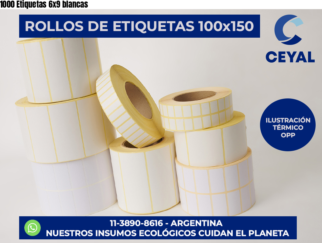 1000 Etiquetas 6x9 blancas