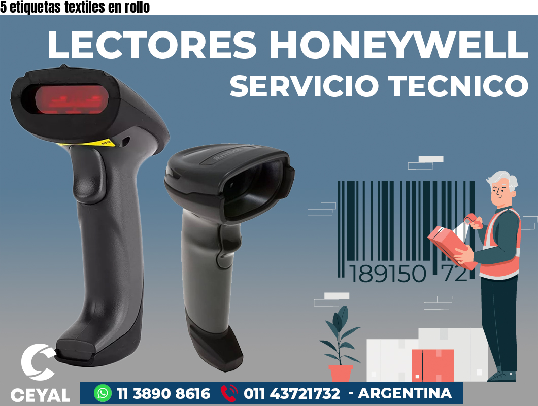 5 etiquetas textiles en rollo