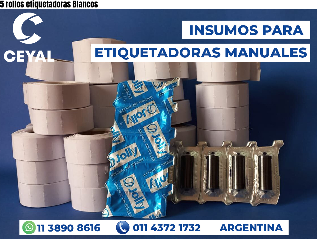 5 rollos etiquetadoras Blancos