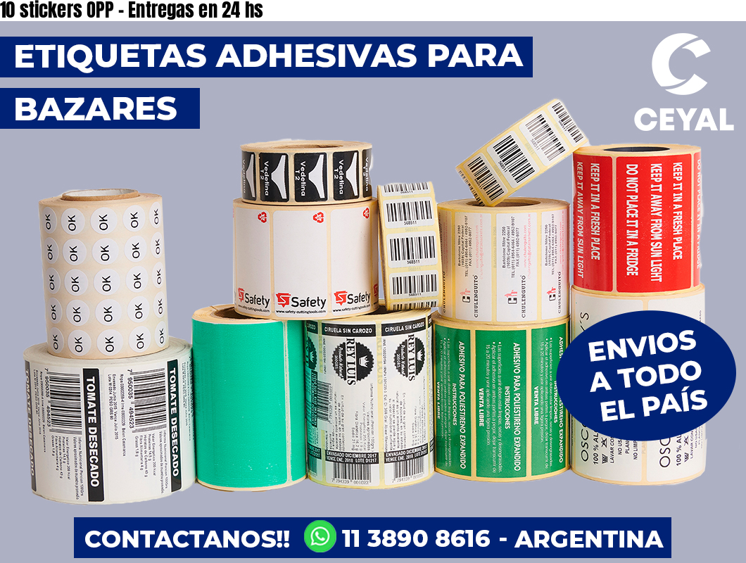 10 stickers OPP - Entregas en 24 hs