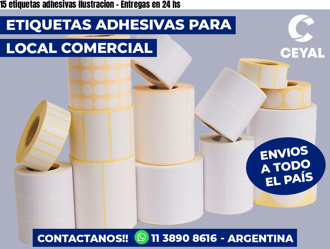 15 etiquetas adhesivas Ilustracion - Entregas en 24 hs