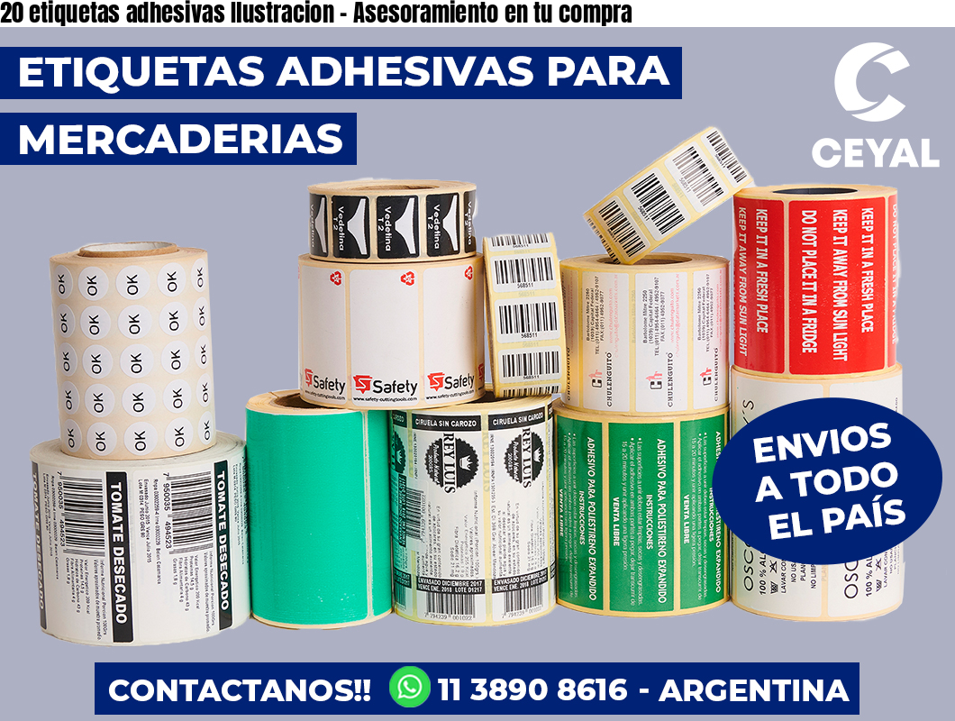 20 etiquetas adhesivas Ilustracion - Asesoramiento en tu compra