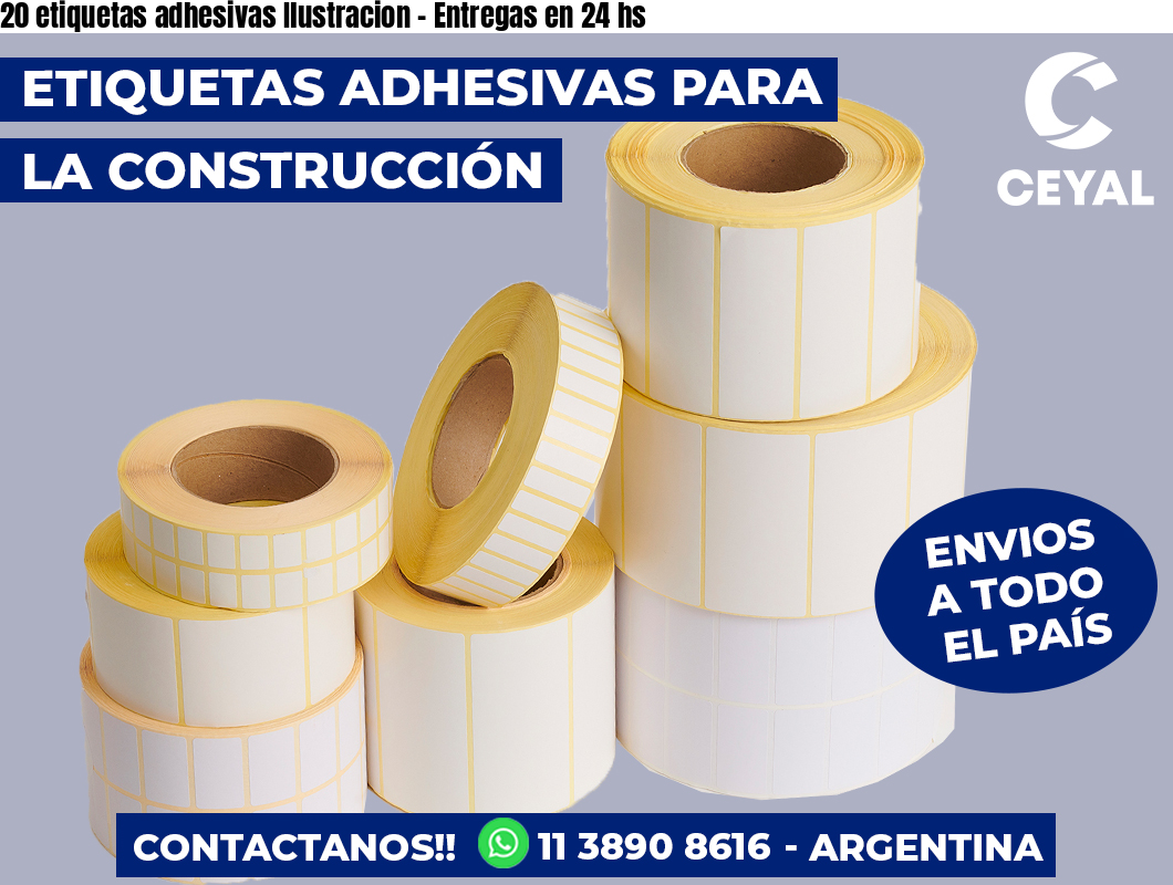 20 etiquetas adhesivas Ilustracion - Entregas en 24 hs