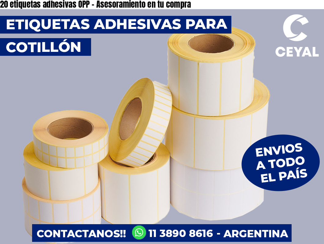 20 etiquetas adhesivas OPP - Asesoramiento en tu compra