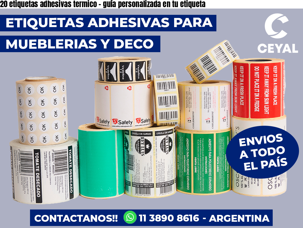20 etiquetas adhesivas termico - guía personalizada en tu etiqueta