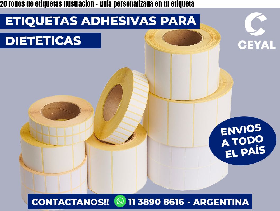 20 rollos de etiquetas Ilustracion - guía personalizada en tu etiqueta
