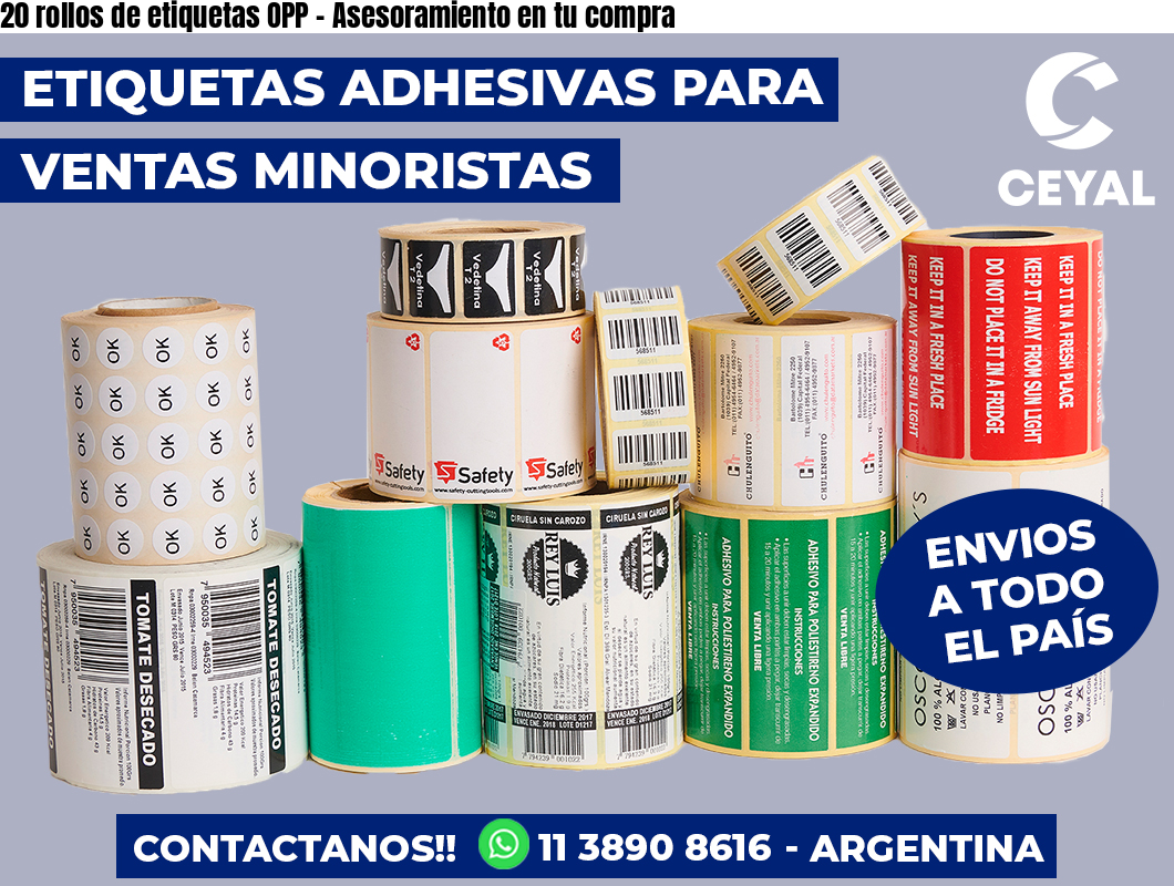 20 rollos de etiquetas OPP - Asesoramiento en tu compra