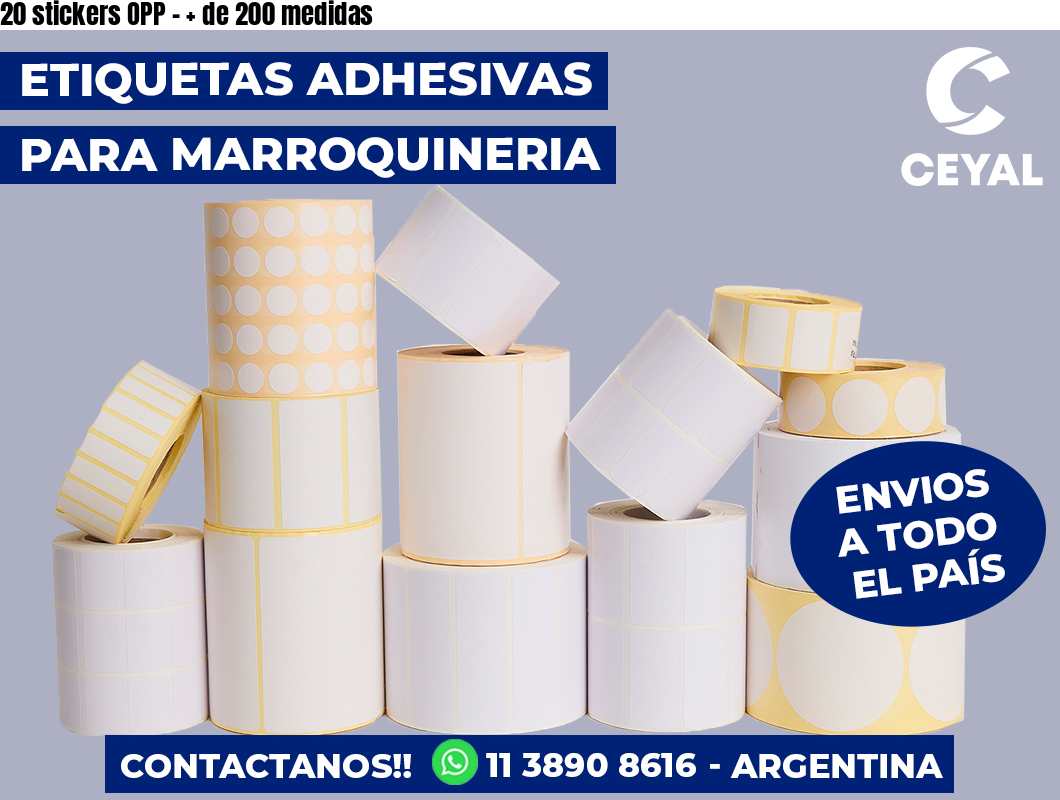 20 stickers OPP - + de 200 medidas