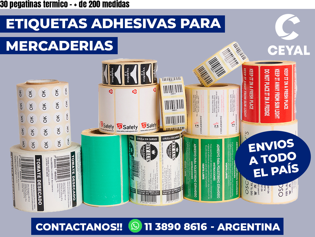 30 pegatinas termico - + de 200 medidas