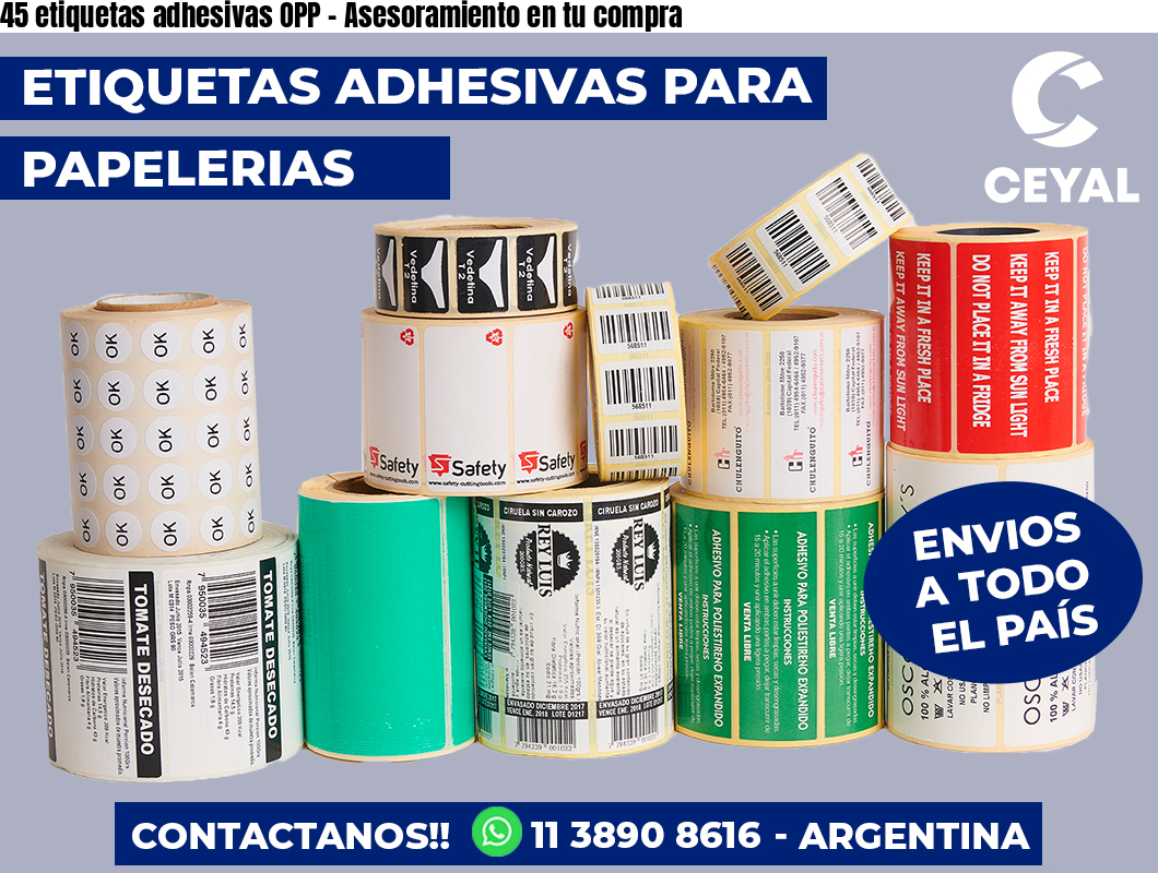 45 etiquetas adhesivas OPP - Asesoramiento en tu compra