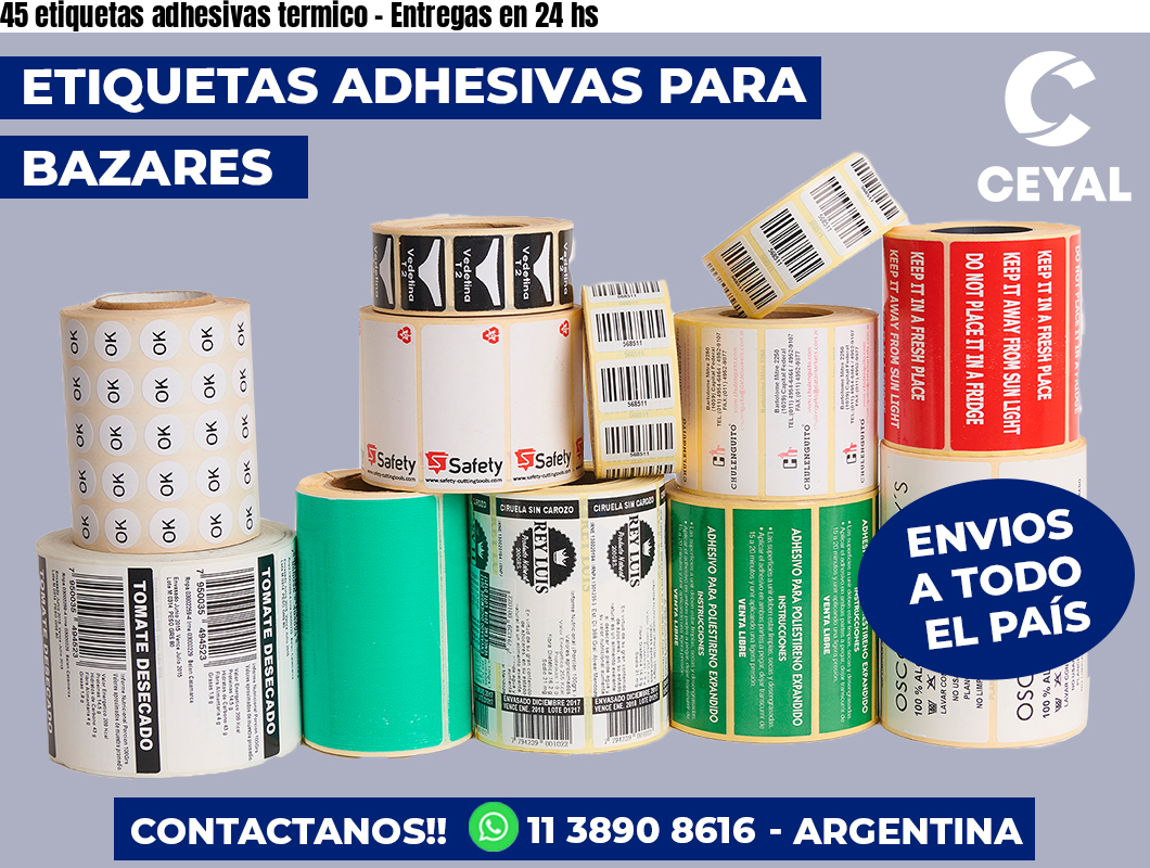 45 etiquetas adhesivas termico - Entregas en 24 hs