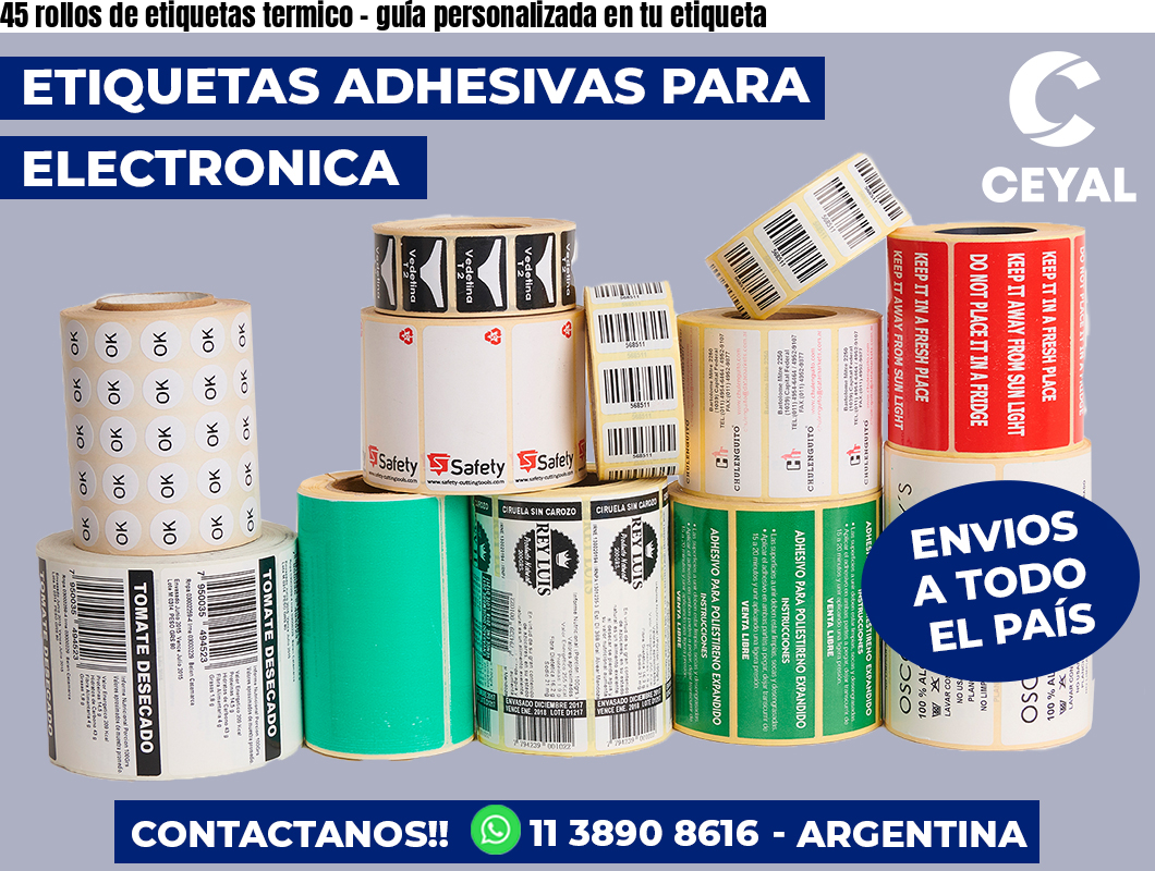 45 rollos de etiquetas termico - guía personalizada en tu etiqueta
