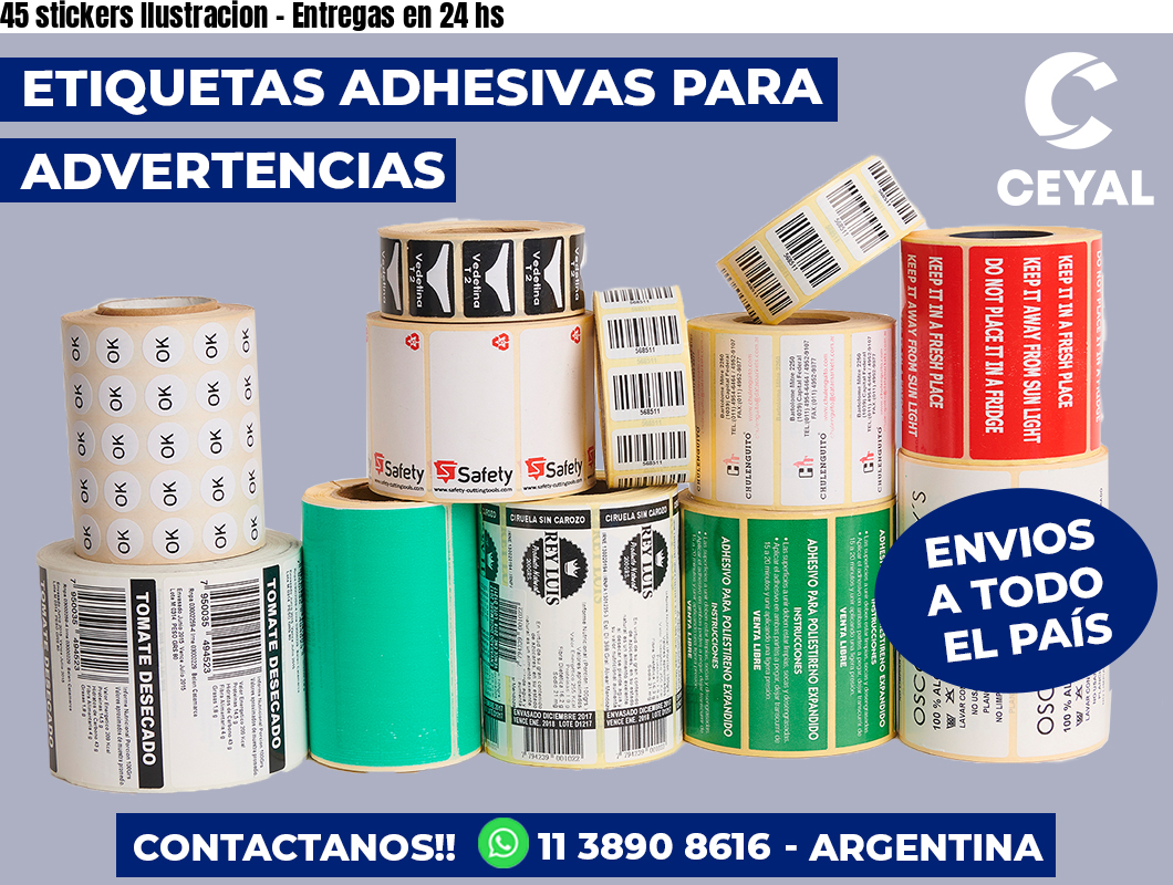 45 stickers Ilustracion - Entregas en 24 hs