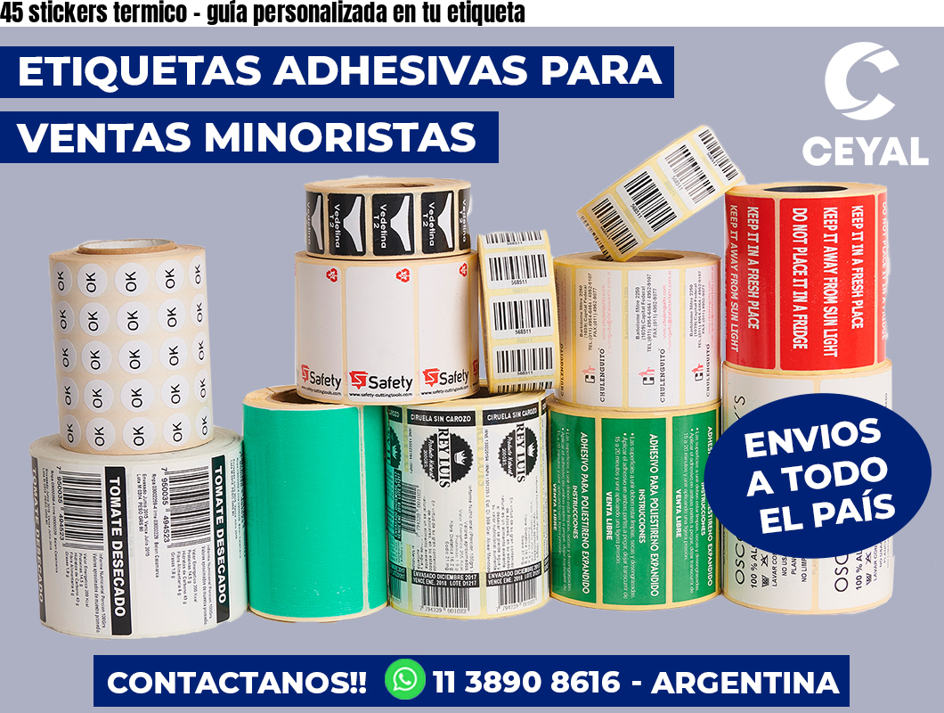 45 stickers termico - guía personalizada en tu etiqueta