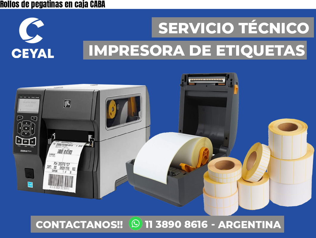 Rollos de pegatinas en caja CABA