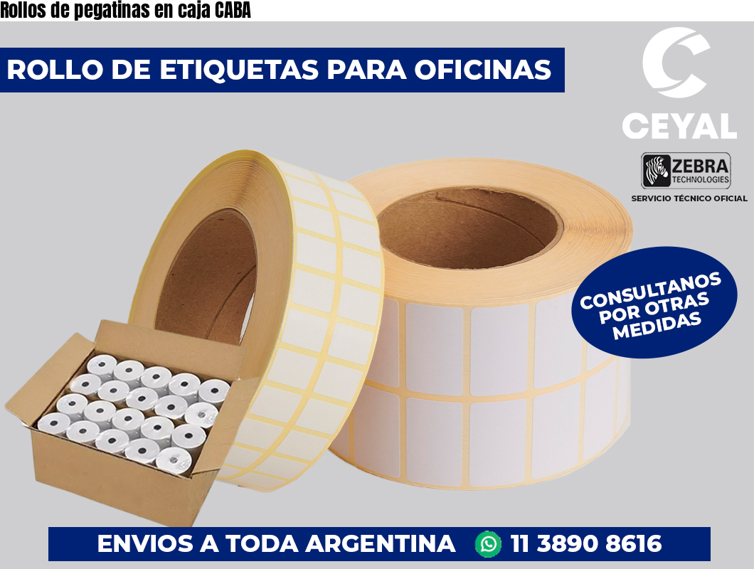 Rollos de pegatinas en caja CABA