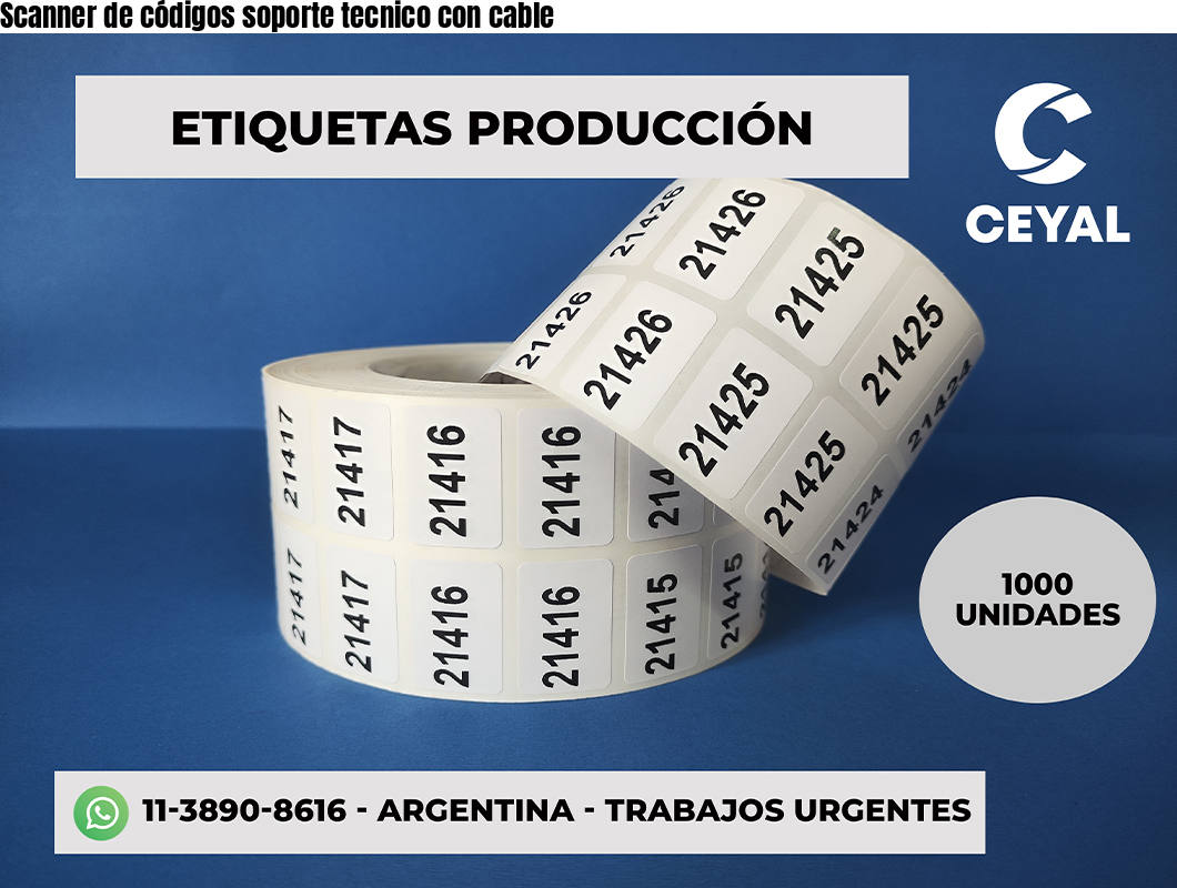 Scanner de códigos soporte tecnico con cable