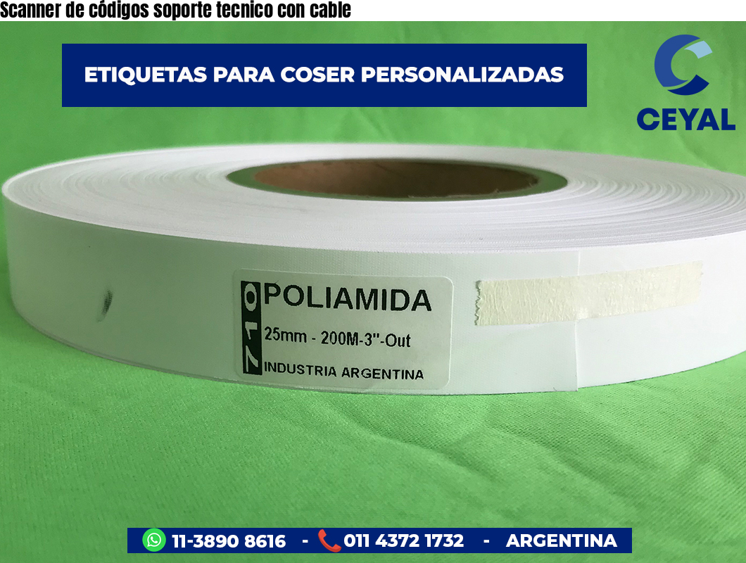 Scanner de códigos soporte tecnico con cable