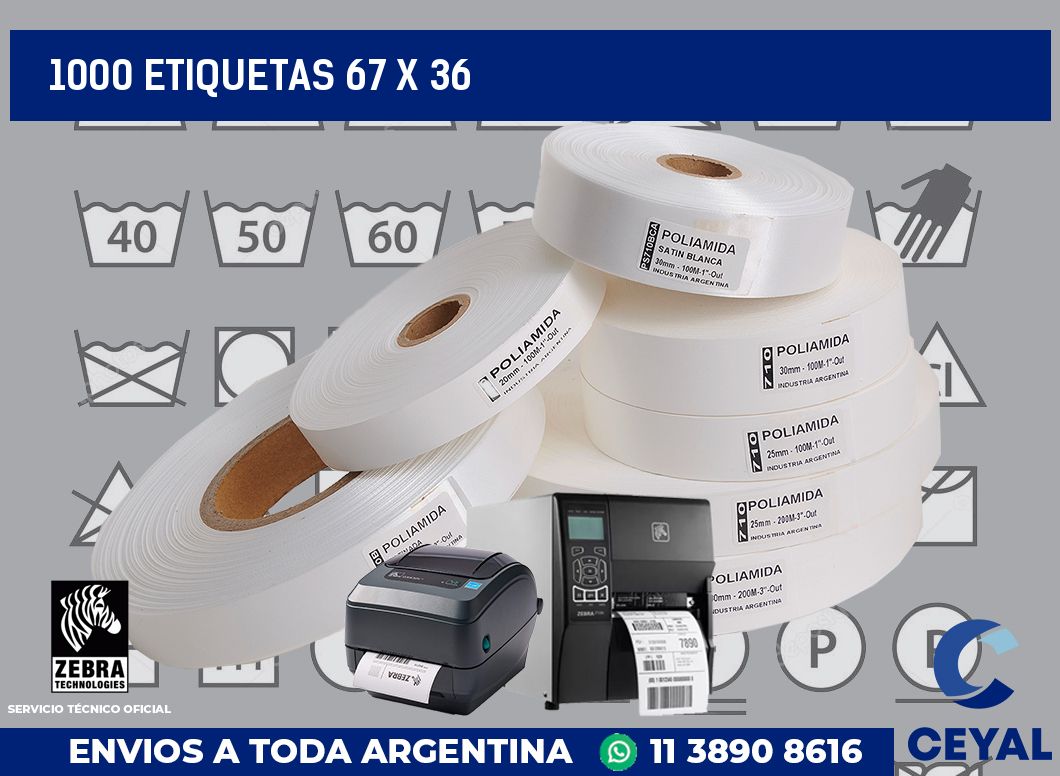 1000 etiquetas 67 x 36