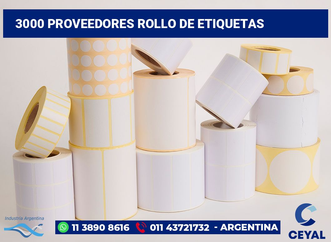 3000 Proveedores rollo de etiquetas