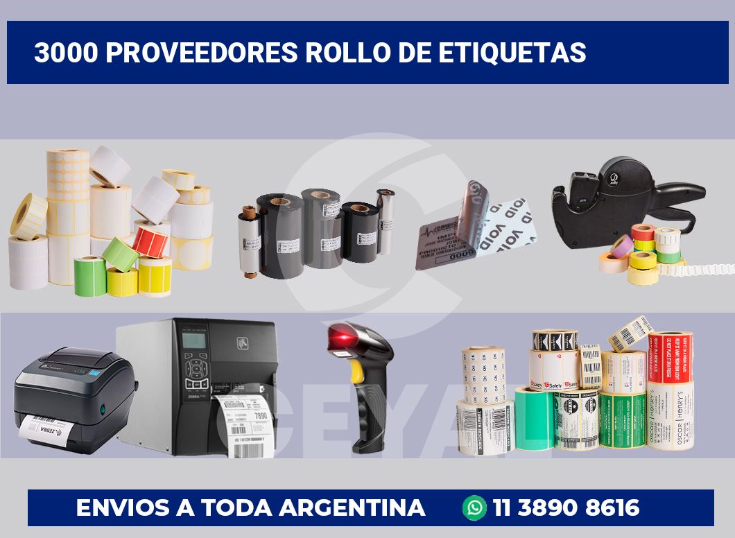 3000 Proveedores rollo de etiquetas