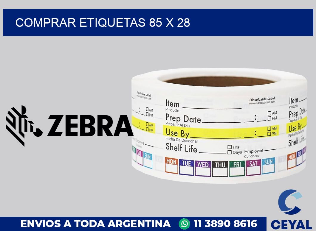 Comprar etiquetas 85 x 28
