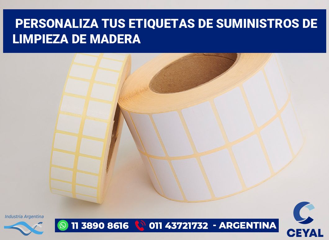 Personaliza tus Etiquetas de Suministros de Limpieza de Madera