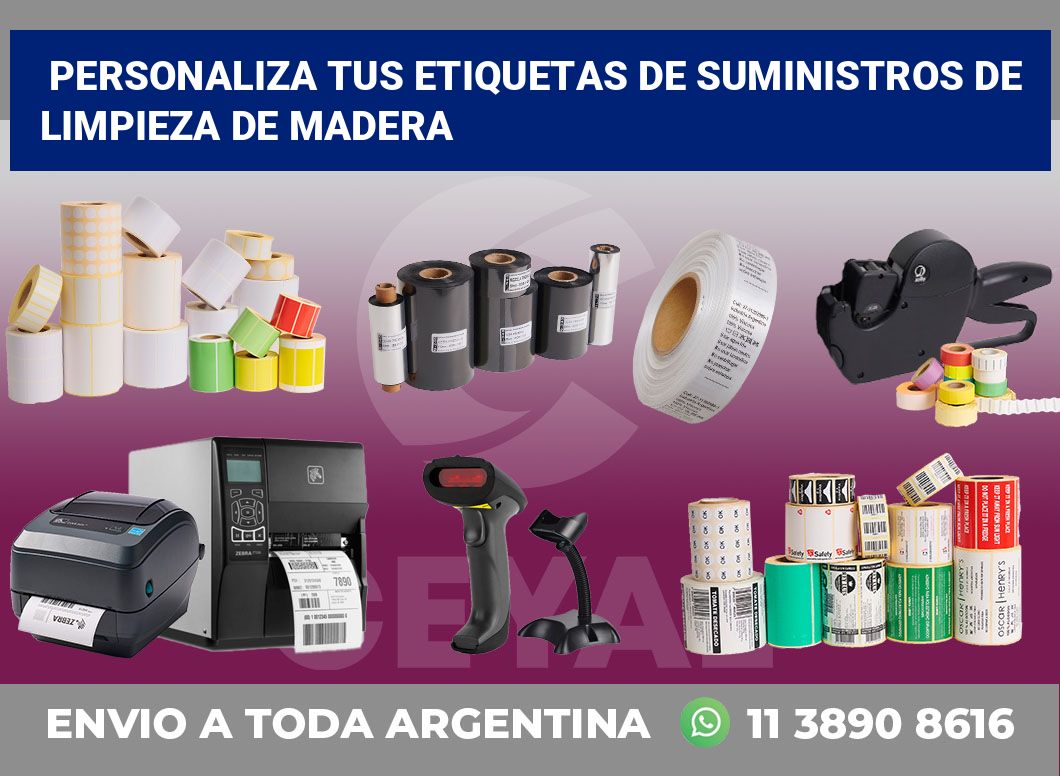 Personaliza tus Etiquetas de Suministros de Limpieza de Madera