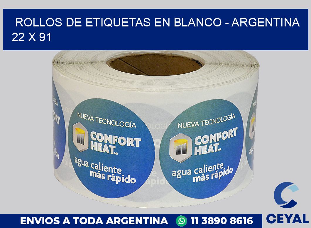 Rollos de etiquetas en blanco – Argentina 22 x 91
