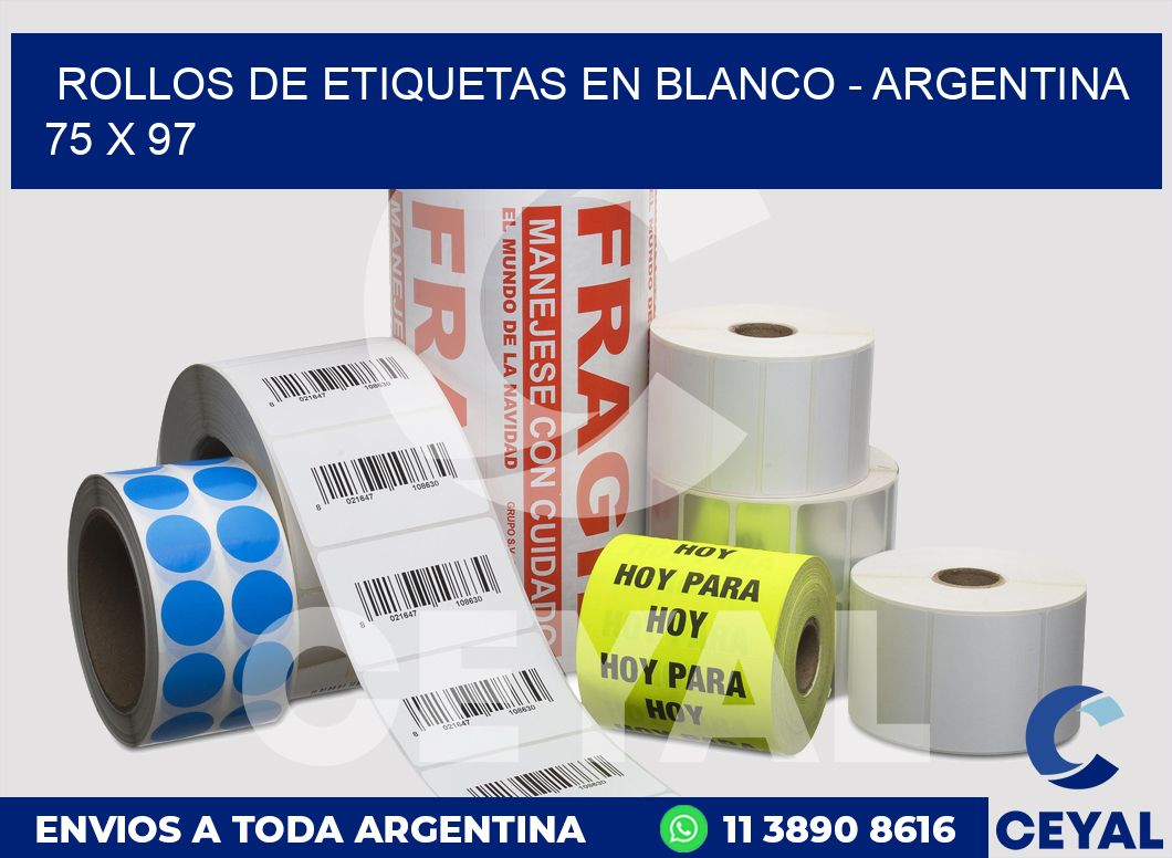 Rollos de etiquetas en blanco - Argentina 75 x 97