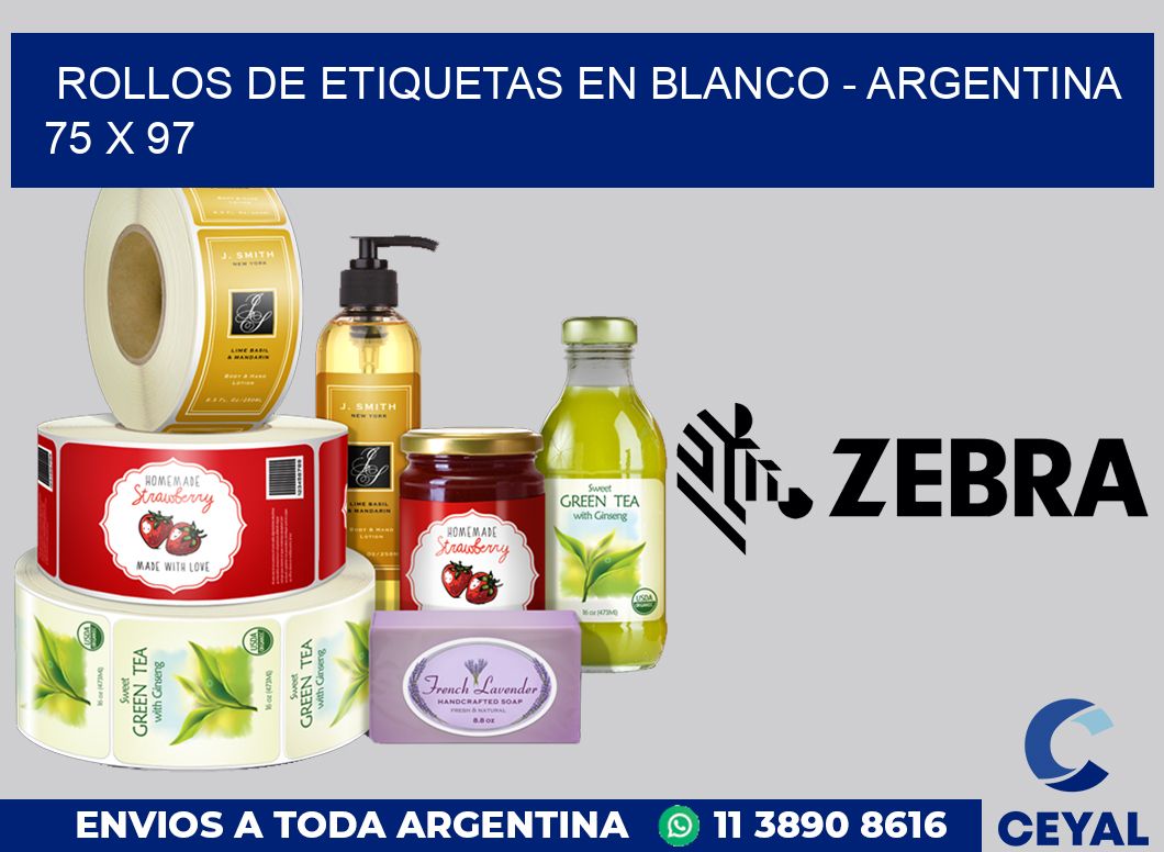 Rollos de etiquetas en blanco - Argentina 75 x 97