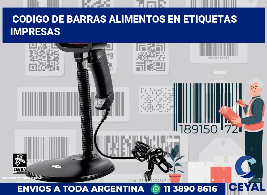codigo de barras alimentos en etiquetas impresas