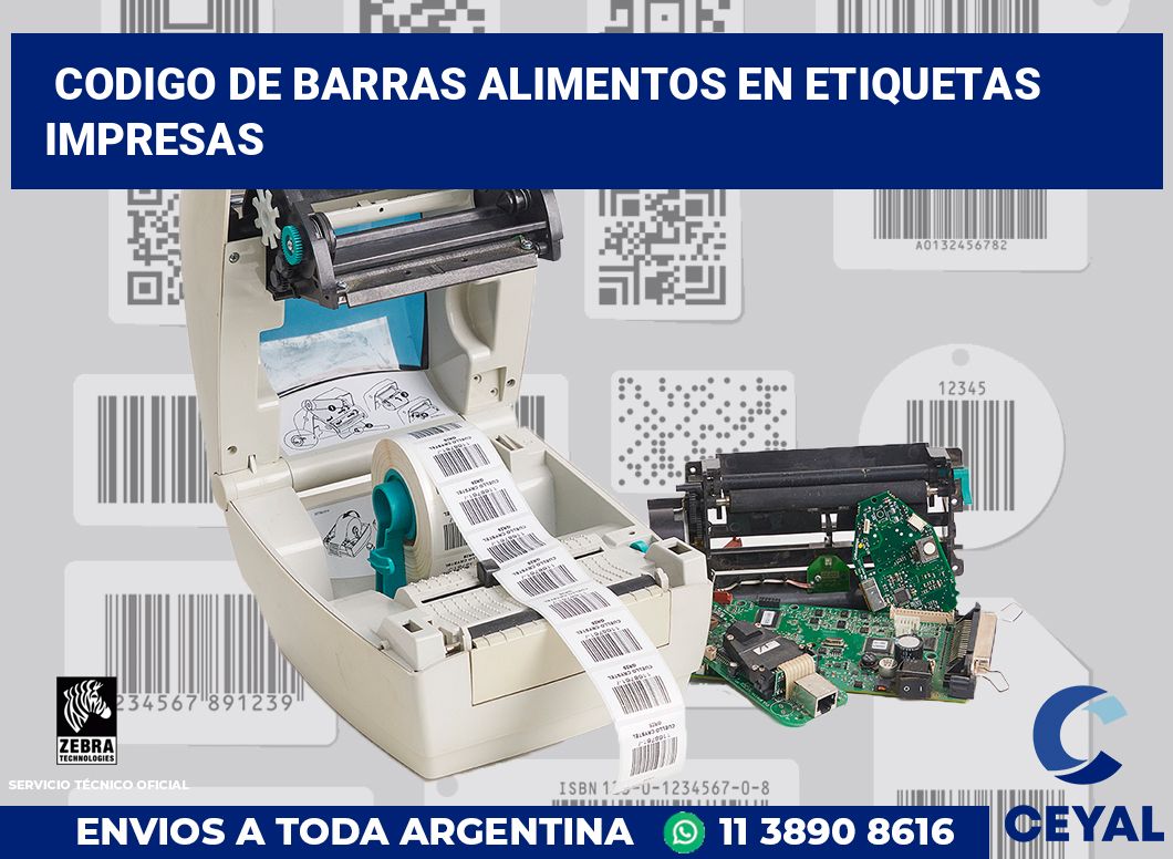 codigo de barras alimentos en etiquetas impresas