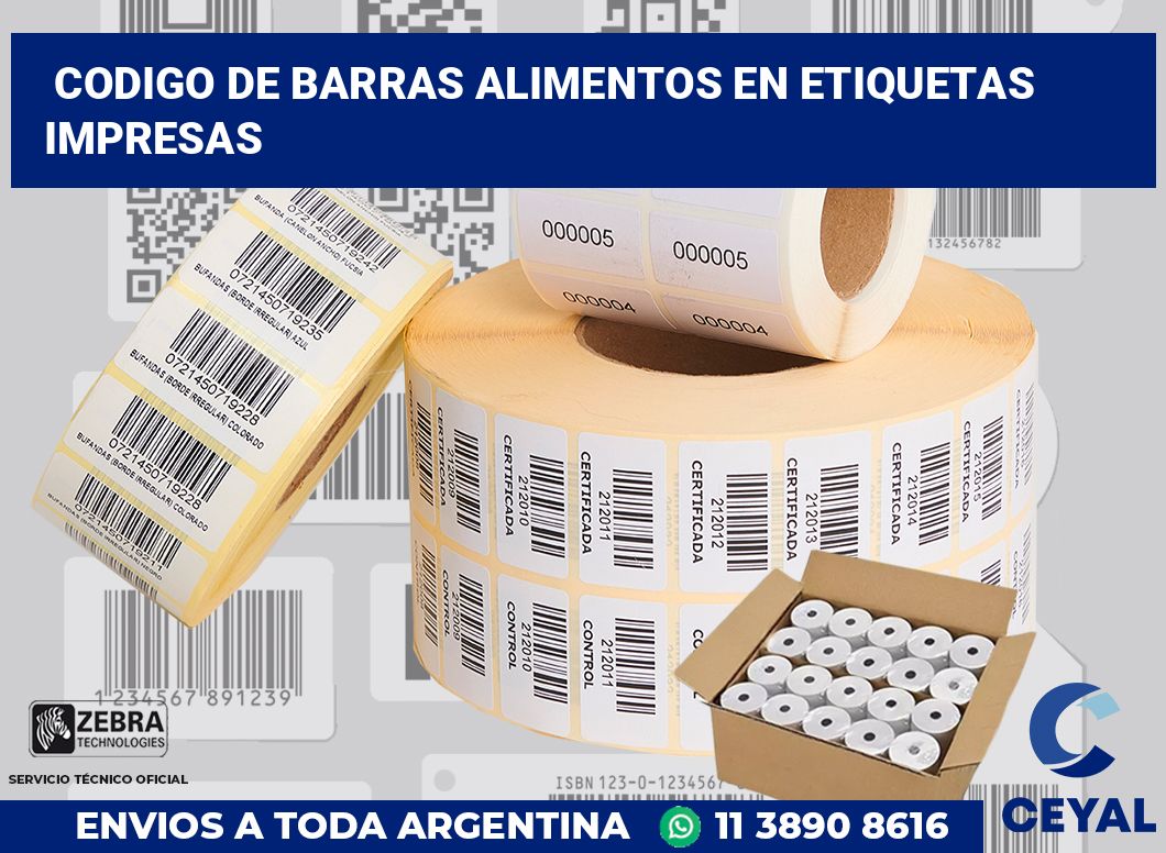 codigo de barras alimentos en etiquetas impresas