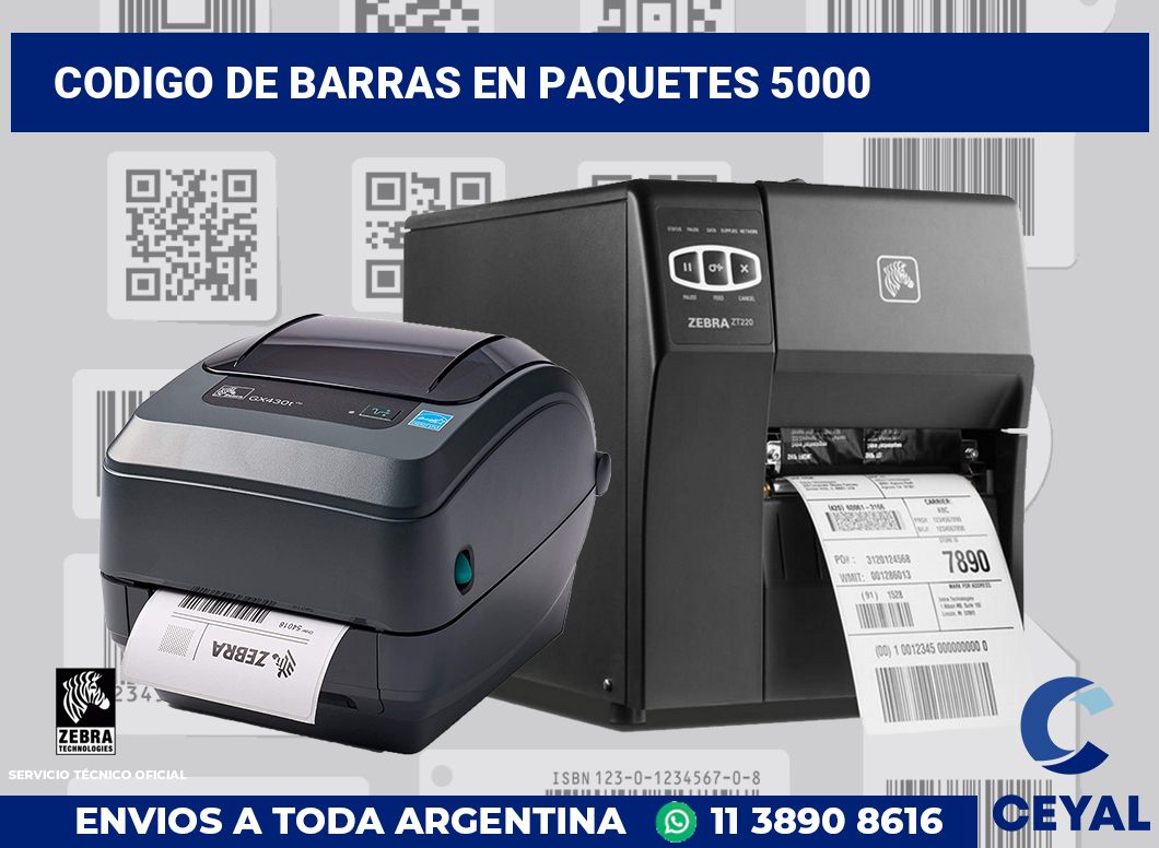 codigo de barras en paquetes 5000