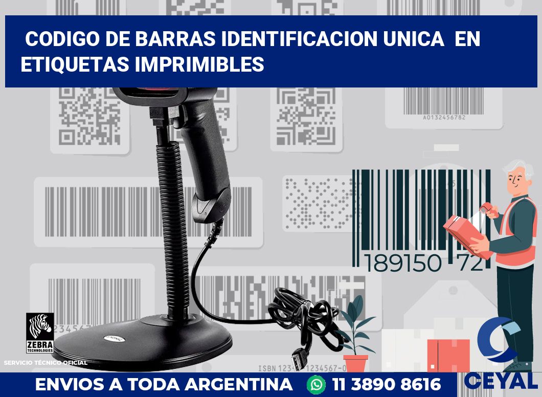 codigo de barras identificacion unica  en etiquetas imprimibles