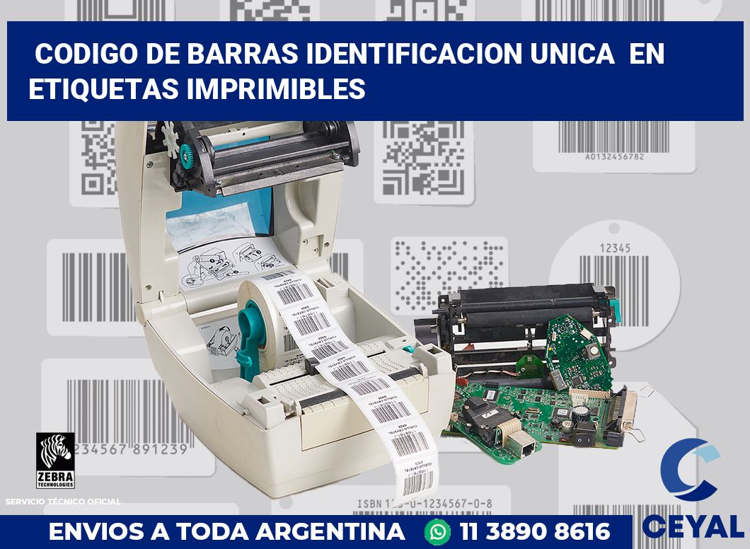 codigo de barras identificacion unica  en etiquetas imprimibles