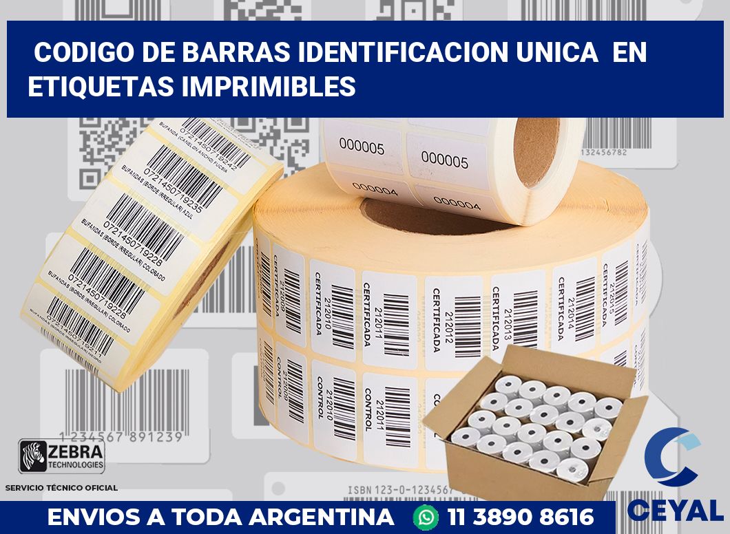 codigo de barras identificacion unica  en etiquetas imprimibles