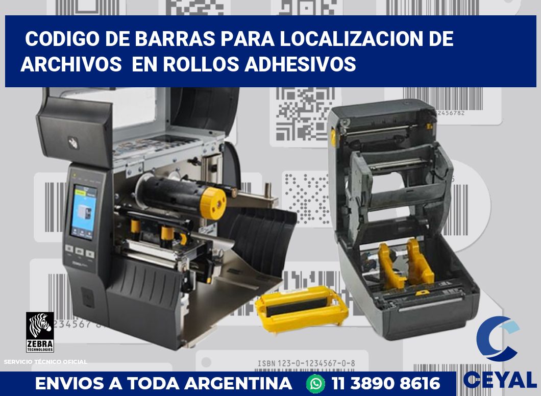 codigo de barras para localizacion de archivos  en rollos adhesivos