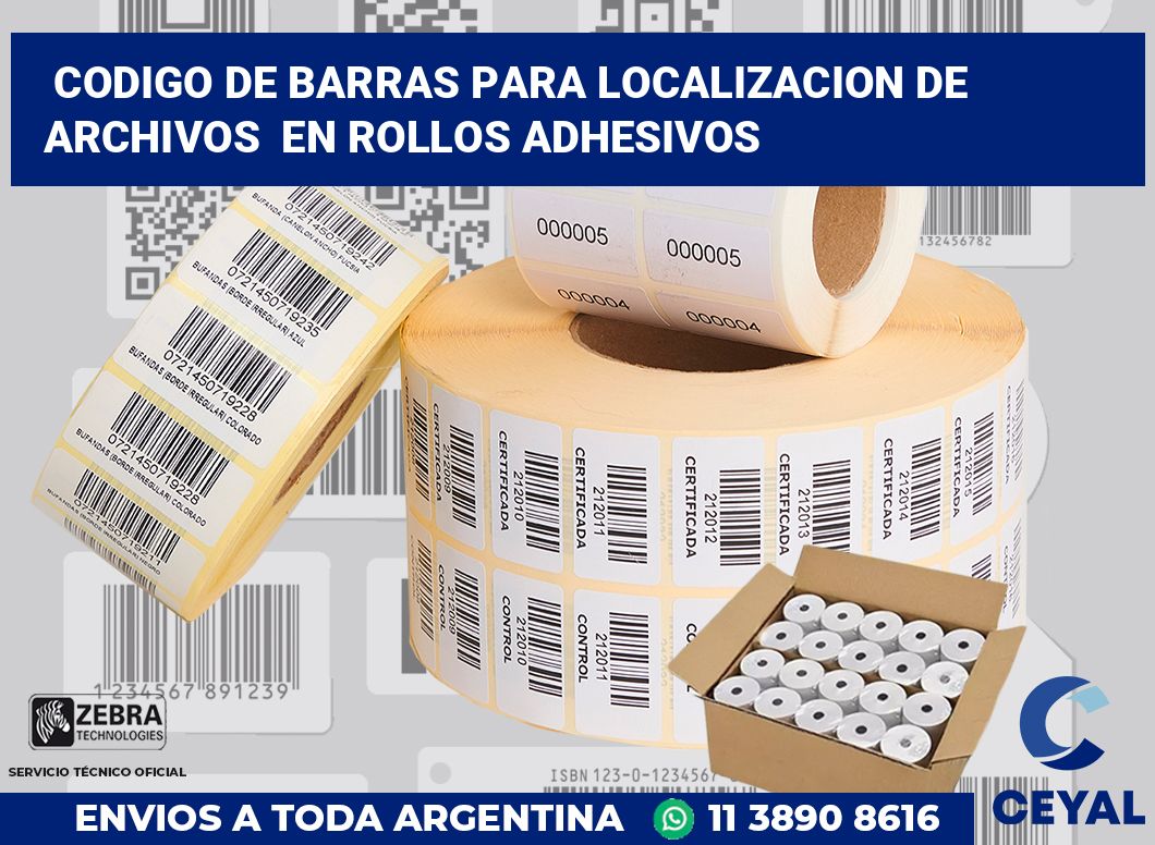 codigo de barras para localizacion de archivos  en rollos adhesivos