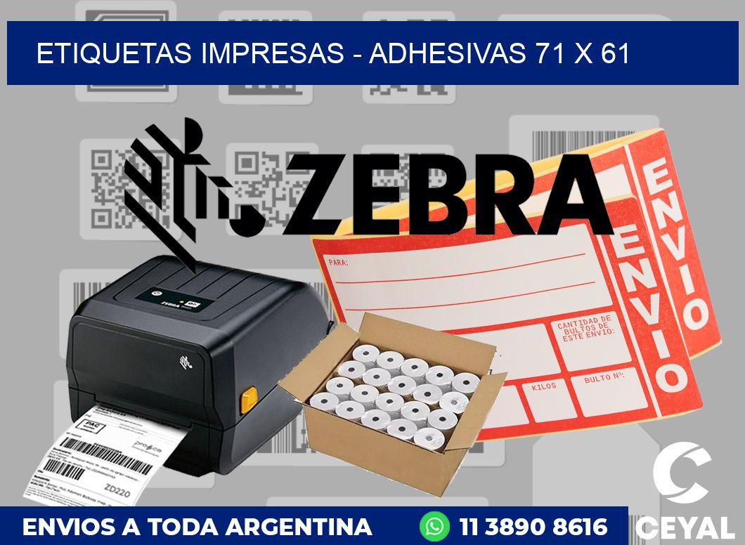 etiquetas impresas - Adhesivas 71 x 61