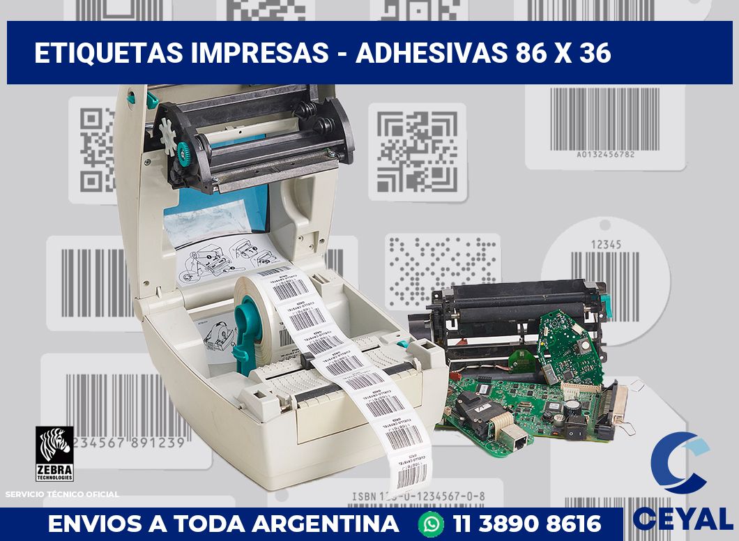 etiquetas impresas - Adhesivas 86 x 36
